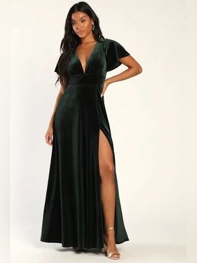 Lulus Emerald Green Velvet Maxi Dress